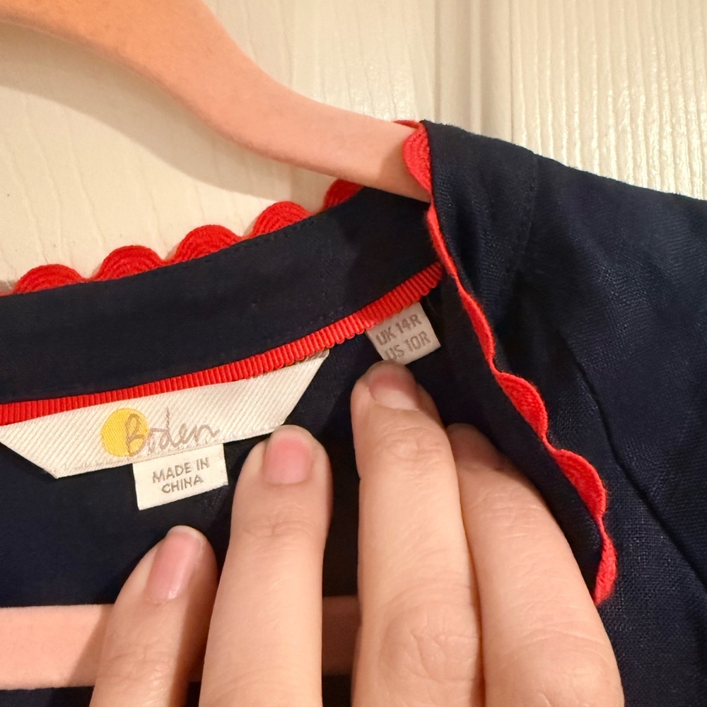 Boden Dark Blue Romper with Vibrant Red Accents - Picture 6 of 9